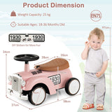 NNECW Kids Sit to Stand Vehicle with Working Steering Wheel for Boys &amp; Girls -Pink