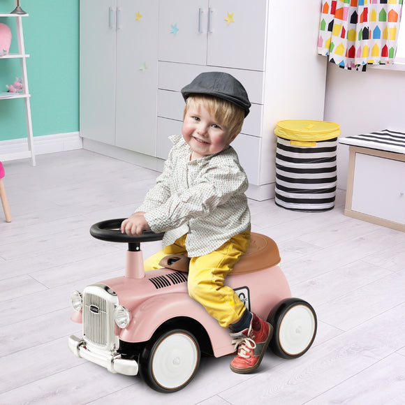 NNECW Kids Sit to Stand Vehicle with Working Steering Wheel for Boys & Girls -Pink