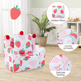 NNECW Dinosaur/Strawberry Toddler Couch with Ultra-Soft Velvet Cover for Kids-Strawberry