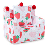 NNECW Dinosaur/Strawberry Toddler Couch with Ultra-Soft Velvet Cover for Kids-Strawberry