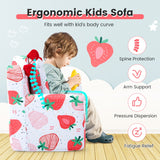 NNECW Dinosaur/Strawberry Toddler Couch with Ultra-Soft Velvet Cover for Kids-Strawberry