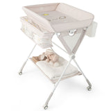 NNECW Portable Folding Baby Changing Table for Infant Newborn Nursery-Beige
