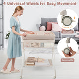 NNECW Portable Folding Baby Changing Table for Infant Newborn Nursery-Beige