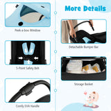 NNECW Self Standing Gravity Fold Infant Stoller with Adjustable Canopy for 0-3 Years Old-Blue