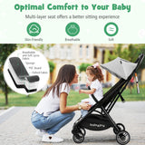 NNECW Folding Infant Stoller with Adjustable Canopy for 0-3 Years Old-Gray