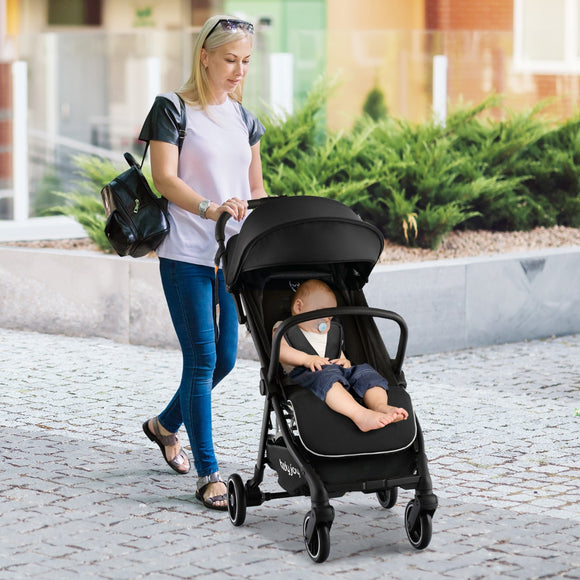 NNECW Folding Infant Stoller with Adjustable Canopy for 0-3 Years Old-Black