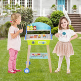 NNECW Kid's Pretend Barbecue Grill Play Set with Wooden Grilling Tools