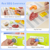 NNECW Kid's Pretend Barbecue Grill Play Set with Wooden Grilling Tools