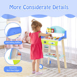 NNECW Kid's Pretend Barbecue Grill Play Set with Wooden Grilling Tools