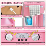 NNECW Pretend Play Kitchen with Accessories and Simulated Sounds-Pink