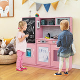 NNECW Pretend Play Kitchen with Accessories and Simulated Sounds-Pink