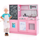 NNECW Pretend Play Kitchen with Accessories and Simulated Sounds-Pink