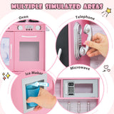 NNECW Pretend Play Kitchen with Accessories and Simulated Sounds-Pink