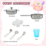 NNECW Pretend Play Kitchen with Accessories and Simulated Sounds-Pink