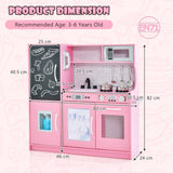 NNECW Pretend Play Kitchen with Accessories and Simulated Sounds-Pink