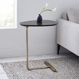 NNEOBA Simple Modern Side Table Iron Art Sofa Corner Table Lazy Bedside Reading Oval Coffee Table Tea Solid Wood Counter Top