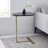NNEOBA Simple Modern Side Table Iron Art Sofa Corner Table Lazy Bedside Reading Oval Coffee Table Tea Solid Wood Counter Top