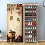 NNEOBA Multilayer Shoe Cabinet Simple Dustproof Home Space-saving indoor Assembly Nonwoven Fabric With Zipper Closed Storage Shoe Rack