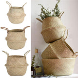 NNEOBA Seagrass Storage Basket Wicker Basket Work Rattan Hanging Planting Flower Pot Laundry Cesta Mimbre Basket Picnic Basket