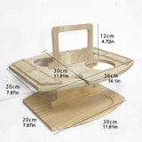NNEOBA Portable Wooden Picnic Table Carry Handle Outdoor Folding Wine Table Removable Wine Glass Holder Folding Table Fruit Snack Tray