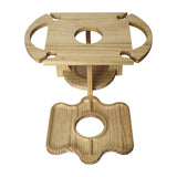 NNEOBA Portable Wooden Picnic Table Carry Handle Outdoor Folding Wine Table Removable Wine Glass Holder Folding Table Fruit Snack Tray