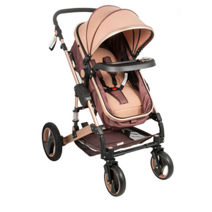 NNEOBA Luxurious Baby Stroller 3 in 1 Portable Travel Reclining Baby Carriage Folding Pram for Newborn Baby Bassinet Pushchair