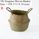 NNEOBA Seagrass Storage Basket Wicker Basket Work Rattan Hanging Planting Flower Pot Laundry Cesta Mimbre Basket Picnic Basket