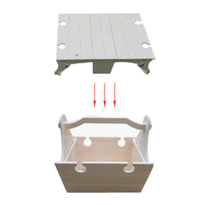 NNEOBA Folding Picnic Table 2in1 Multifunctional Wood Desk Storage Basket Portable Outdoor Snack and Wine Basket for Beach Camping