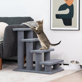 NNECW 4-Step Pet Stairs with Portable Design for Cats and Dogs-Grey