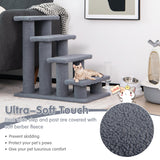 NNECW 4-Step Pet Stairs with Portable Design for Cats and Dogs-Grey