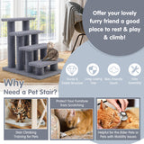 NNECW 4-Step Pet Stairs with Portable Design for Cats and Dogs-Grey