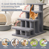 NNECW 4-Step Pet Stairs with Portable Design for Cats and Dogs-Grey