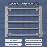 NNEDPE Heated Towel Rack Electric Bathroom Towel Rails EV-90- Silver
