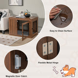 NNECW Furniture Dog Crate with Cushion & Double Mesh Doors for Indoor