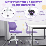 NNECW Adjustable Mid Back Children Study Chair with Adjustable Height for Office-Purple