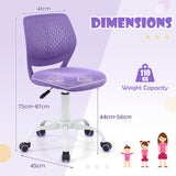 NNECW Adjustable Mid Back Children Study Chair with Adjustable Height for Office-Purple
