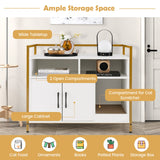 NNECW Cat Litter Box Enclosure with Double Doors &amp; Scratch Cardboard-White