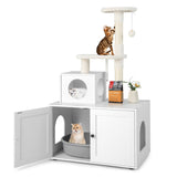 NNECW 2-in-1 Cat Tree with Litter Box Enclosure &amp;amp; Sisal Scratching Posts-White