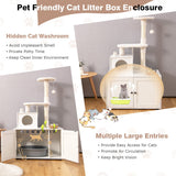 NNECW 2-in-1 Cat Tree with Litter Box Enclosure &amp;amp; Sisal Scratching Posts-White