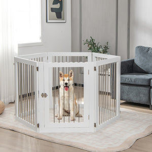 NNECW Freestanding 6-Panel Dog Gate with Stainless Steel for Pet