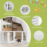 NNECW Freestanding 6-Panel Dog Gate with Stainless Steel for Pet