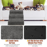 NNECW 3-Tier Foam Dog Ramp with High-Density Sponge &amp; Silicone Paw Prints-Grey