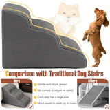 NNECW 3-Tier Foam Dog Ramp with High-Density Sponge &amp; Silicone Paw Prints-Grey