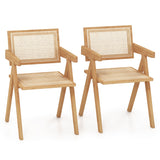 NNECW Rattan Accent Chairs Set of 2 with Natural Bamboo Frame