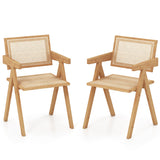 NNECW Rattan Accent Chairs Set of 2 with Natural Bamboo Frame