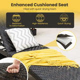 NNECW Padded Rattan Lounge Chair with 5-Level Adjustable Backrest for Patio