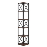 NNEDPE 5-Tier Corner Bookshelf - Walnut/Black