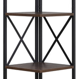 NNEDPE 5-Tier Corner Bookshelf - Walnut/Black