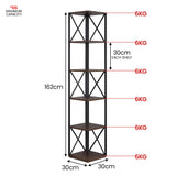 NNEDPE 5-Tier Corner Bookshelf - Walnut/Black