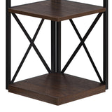 NNEDPE 5-Tier Corner Bookshelf - Walnut/Black